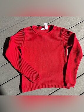 liz & co. Red Knit Rollneck Sweater - 100% cotton